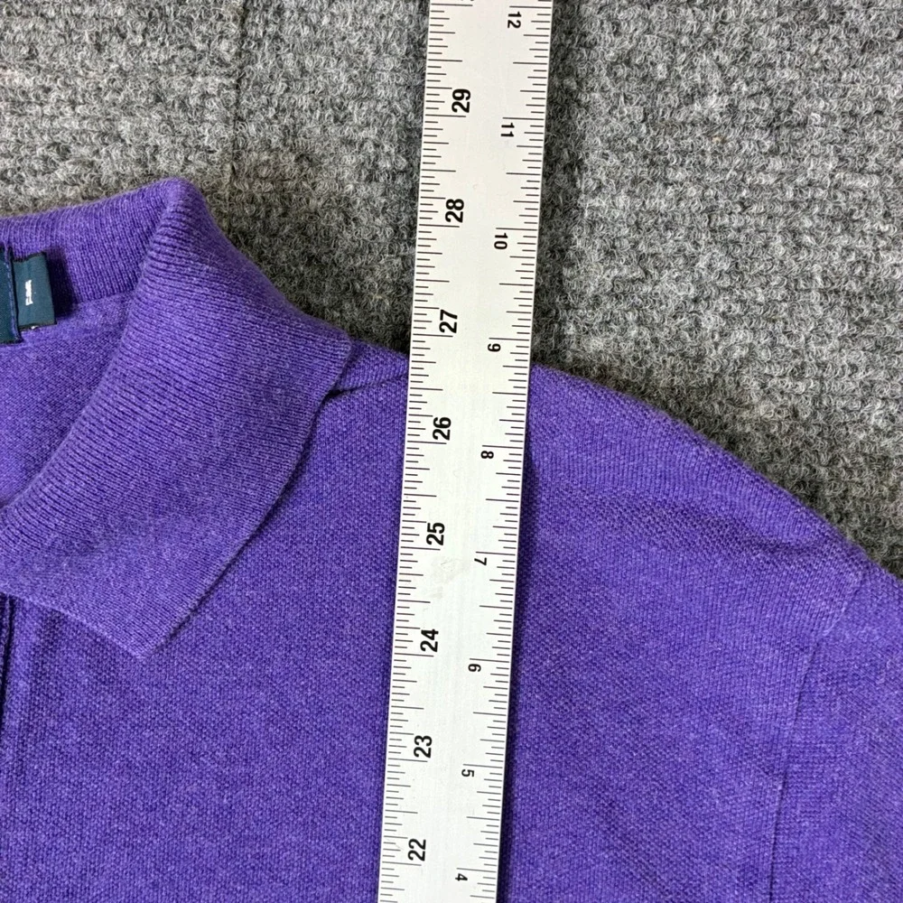 Polo Ralph Lauren Mens Purple Long Sleeve Pique Polo Shirt Green Pony Logo M